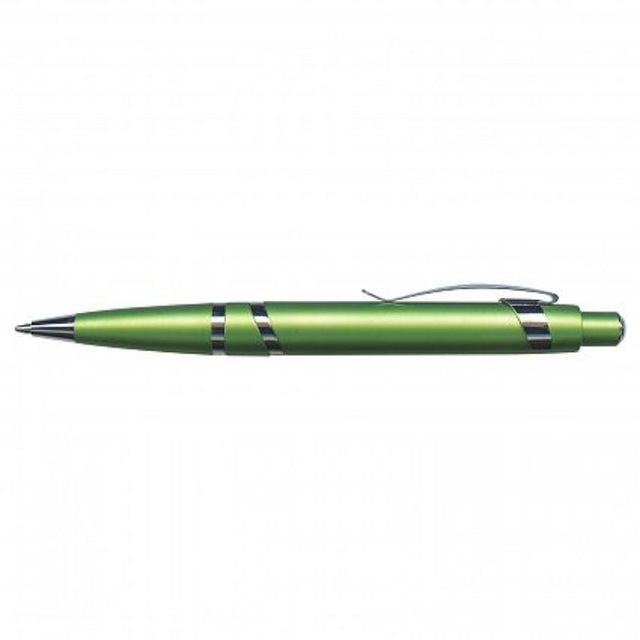 Set of 30 green retractable ballpoint pens featuring a metallic barrel and chrome trim, perfect for writing and note-taking.