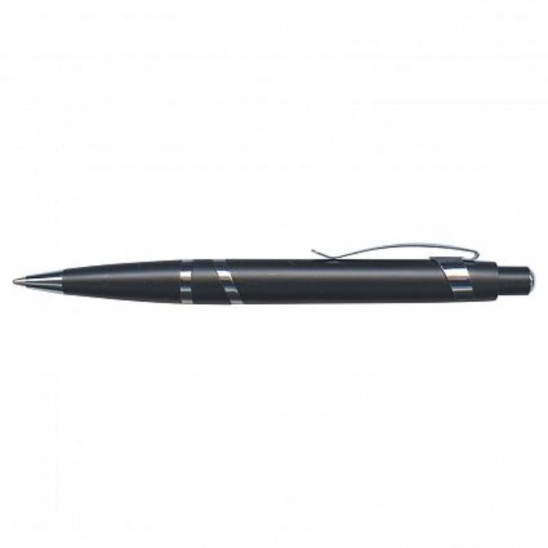 Set of 50 sleek black retractable pens with chrome trim, featuring smooth German ink for effortless writing.