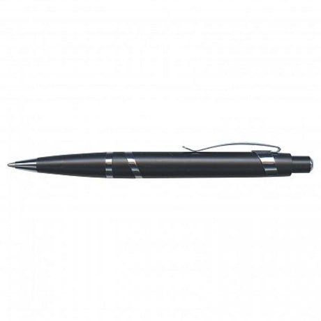 Set of 50 sleek black retractable pens with chrome trim, featuring smooth German ink for effortless writing.