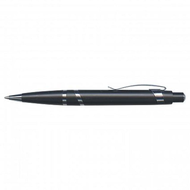 Set of 50 sleek black retractable pens with chrome trim, featuring smooth German ink for effortless writing.
