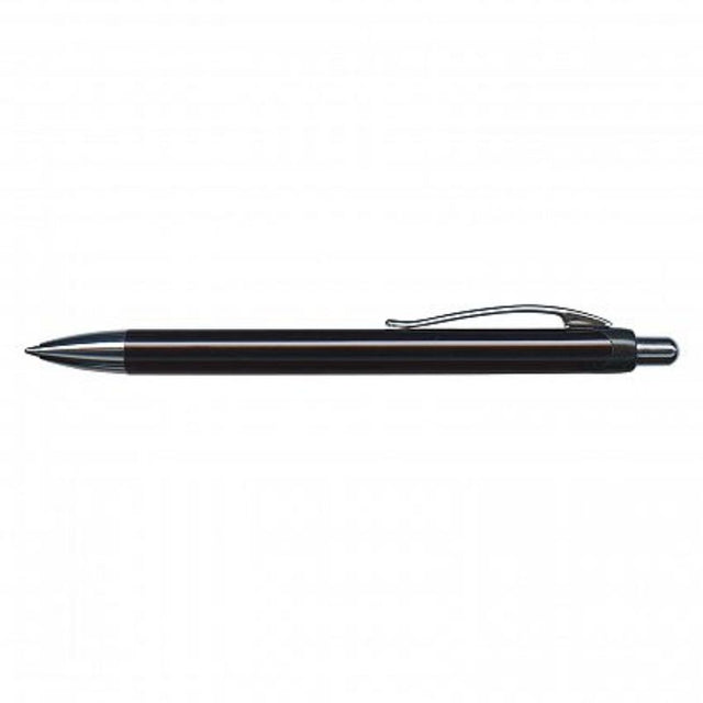 Set of 30 Arizona black retractable ballpoint pens with matte anodised barrels and chrome accents for smooth writing.