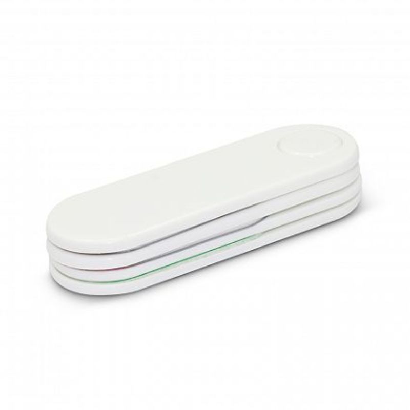 Compact white swivel nail care kit with four files and buffers, ideal for on-the-go grooming. Set of 50 for convenience.