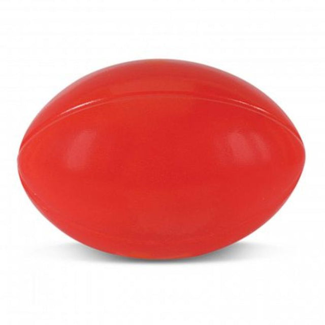Set of 30 red stress rugby balls made from durable polyurethane for stress relief and rugby-themed fun.