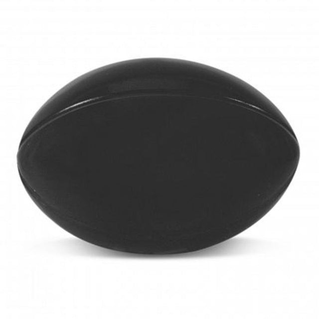 A set of 30 black rugby ball-shaped stress relievers for effective stress relief and fun, made from soft polyurethane.