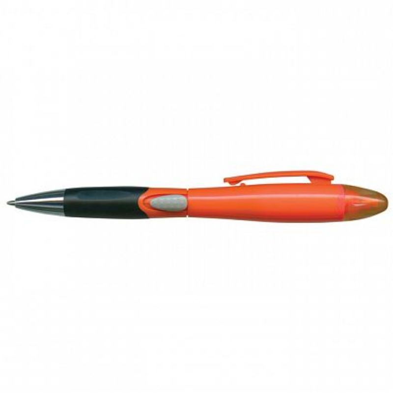 Set of 50 orange Blossom Pens with a retractable design, rubber grip, and matching highlighter for versatile writing needs.