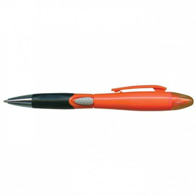 Set of 50 orange Blossom Pens with a retractable design, rubber grip, and matching highlighter for versatile writing needs.