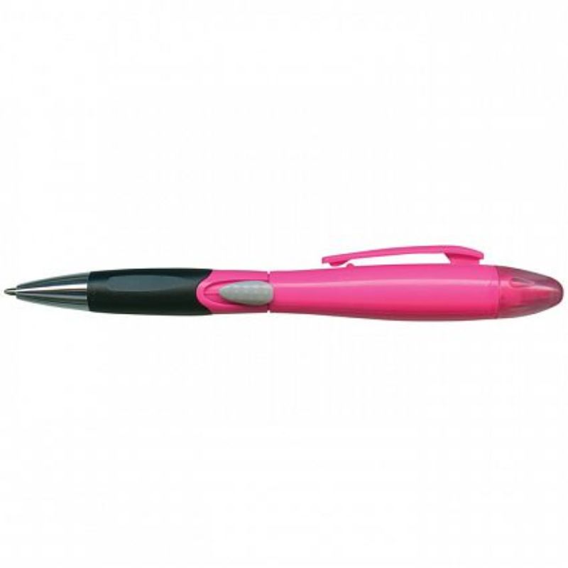 Set of 50 pink Blossom Pens with soft grip, retractable design, and matching highlighters for smooth, stylish writing.