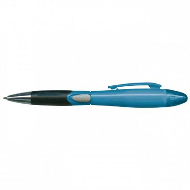 Set of 50 blue Blossom Pens featuring soft grips, retractable design, and matching highlighters for seamless writing and highlighting.
