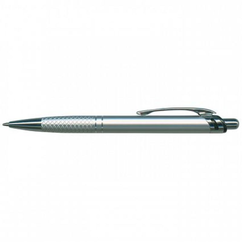 Silver Aria Pen set of 50, sleek retractable aluminum design with chrome accents, ideal for gifting and writing.