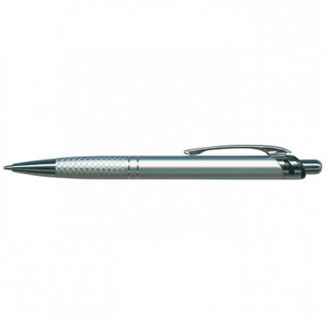 Silver Aria Pen set of 50, sleek retractable aluminum design with chrome accents, ideal for gifting and writing.