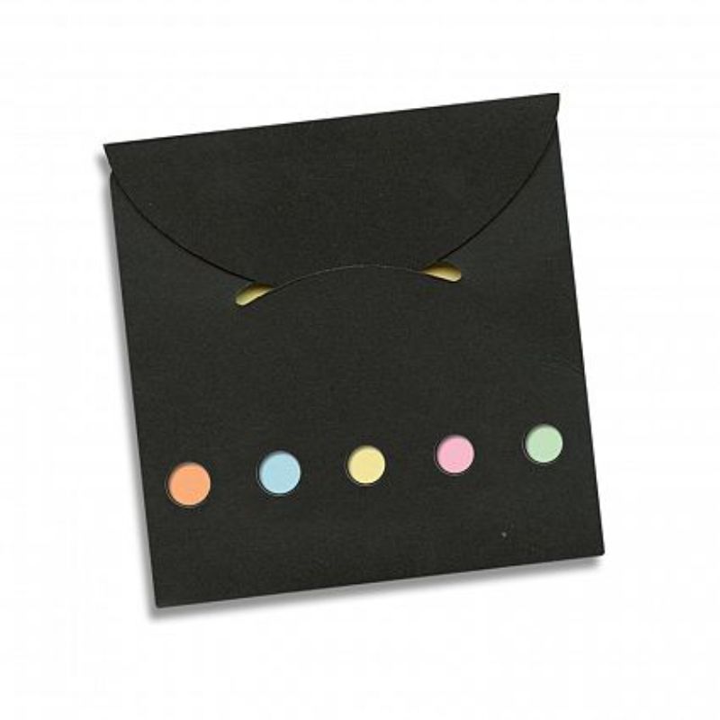 Cameo Pocket Pad in black, set of 50, featuring a flip-top design with 20 adhesive note pages for on-the-go organization.
