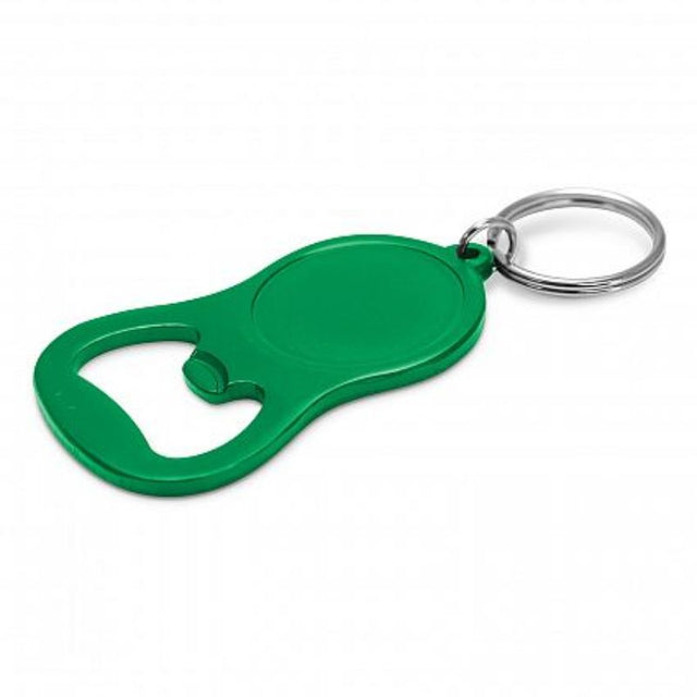 Matt green chevron bottle opener key rings set of 50, featuring a stylish design and practical use for promotions and events.