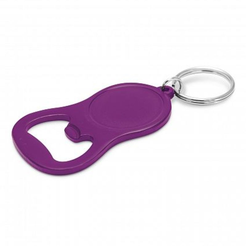 Set of 50 purple chevron bottle opener key rings, stylish and practical for events or gifts.