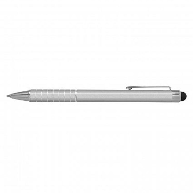Stylish silver touch stylus pen set of 50, featuring a sleek design, chrome accents, and smooth black ink refill for writing.