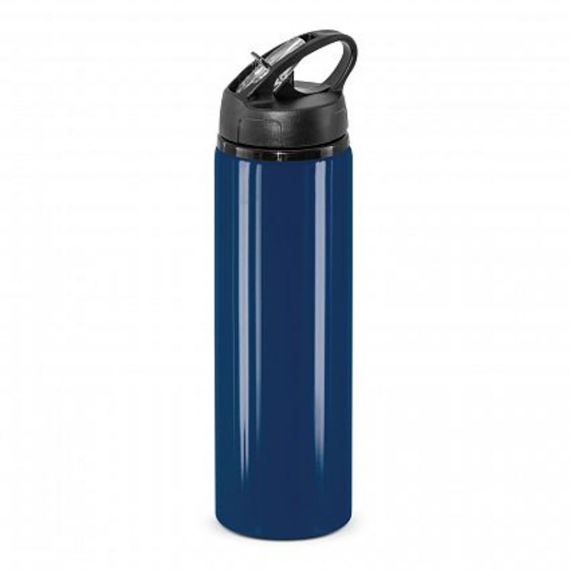 Set of 12 dark blue Oasis Bottles, 750ml aluminum with flip cap, carry handle, and BPA-free design for stylish hydration.