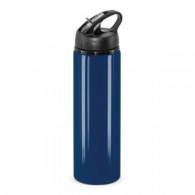 Set of 12 dark blue Oasis Bottles, 750ml aluminum with flip cap, carry handle, and BPA-free design for stylish hydration.