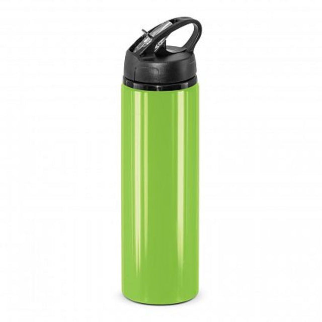 Bright green aluminium Oasis Bottle set of 12 with flip cap, 750ml capacity, ideal for outdoor activities and hydration.
