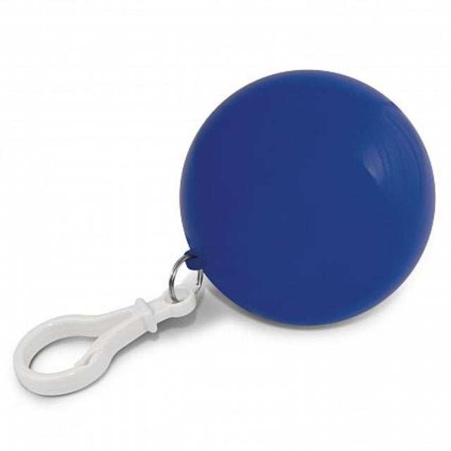 Set of 30 compact blue raincoat balls in plastic cases, perfect for emergency use and easy attachment to bags.