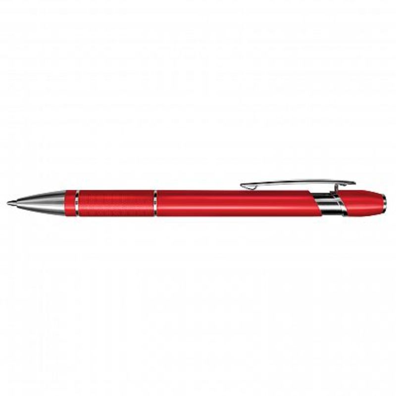 Red Centra Pens in a set of 50, featuring sleek aluminium design and chrome accents for stylish writing.