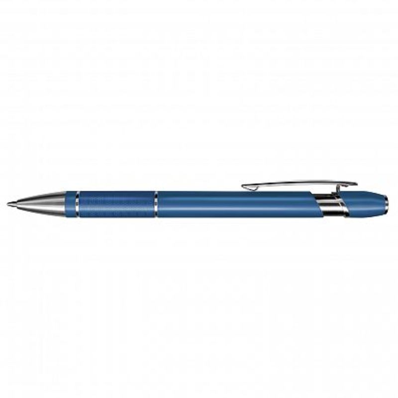 Set of 50 retractable dark blue aluminium pens with sleek design and 800m ink refill, ideal for professionals and students.