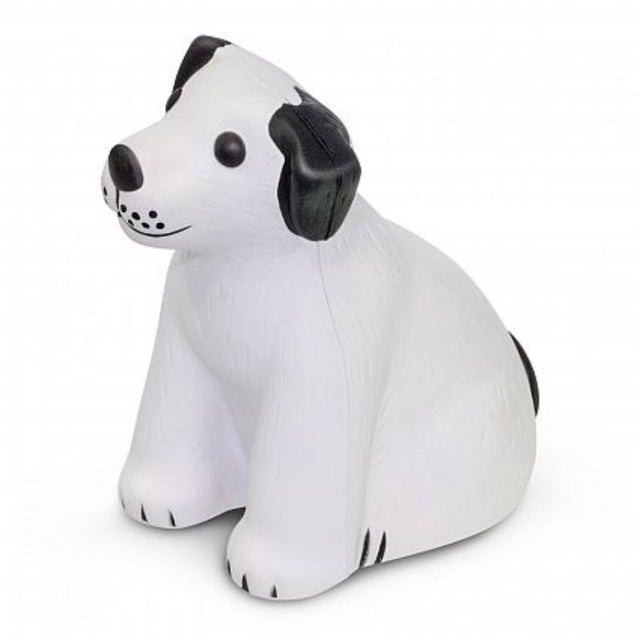 Set of 30 white and black dog-shaped stress relievers, perfect for reducing anxiety and adding fun to any workspace.