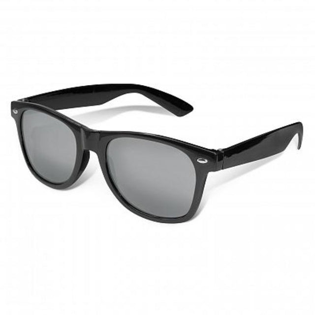 Set of 30 Malibu Premium Sunglasses in Black and Silver with mirror lenses, providing UV protection and stylish durability.