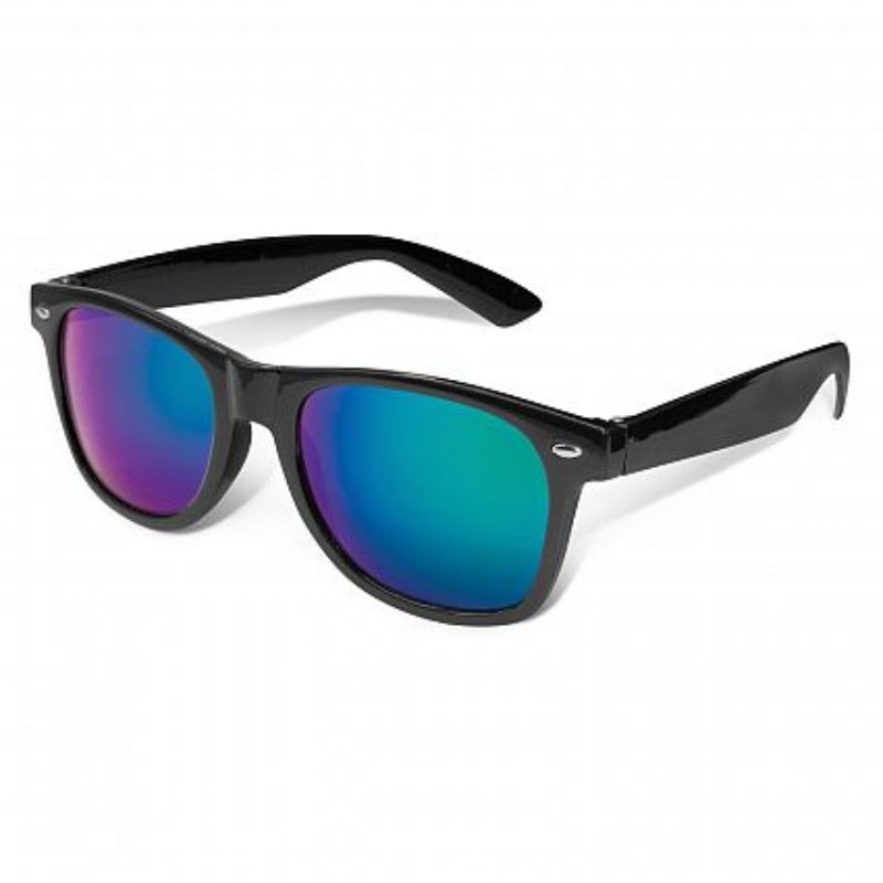 Set of 30 Malibu Premium Sunglasses with black/green mirror lenses, UV protection, and durable polycarbonate frames.
