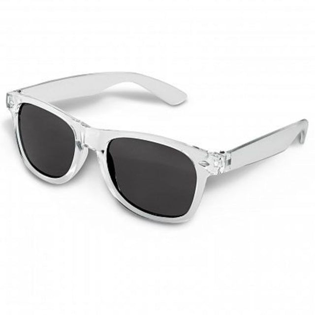 Set of 30 Malibu Premium Sunglasses in translucent clear, featuring lightweight frames and 100% UV 400 lens protection.