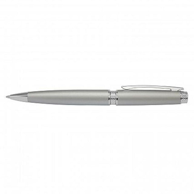 Set of 12 silver Ambassador Pens featuring a twist action design, chrome accents, and long-lasting black ink refill.