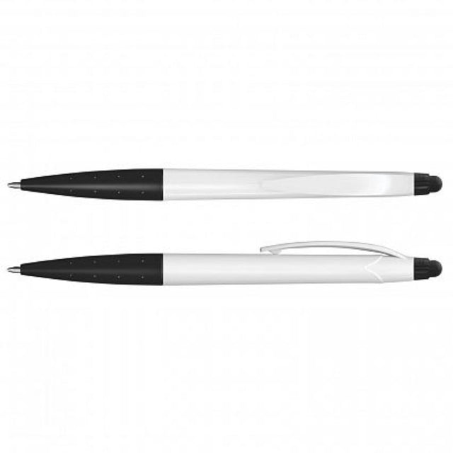 Stylish white and black stylus pens perfect for writing and touchscreens, set of 100 for offices and events.