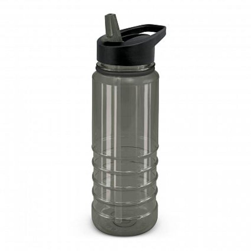 Set of 12 black Triton Elite bottles, 750ml, with screw-on lids, carrying handles, and flip-out straw for easy hydration.