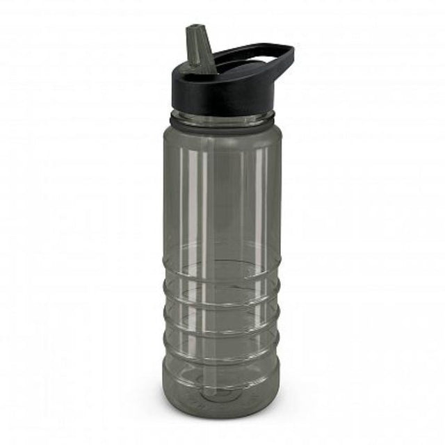 Set of 12 black Triton Elite bottles, 750ml, with screw-on lids, carrying handles, and flip-out straw for easy hydration.