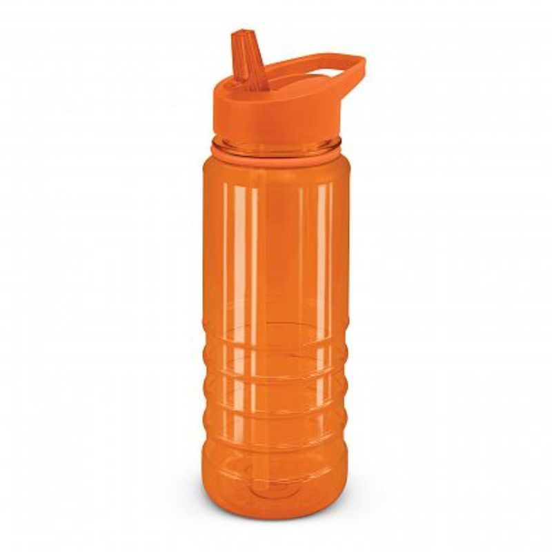 Set of 12 orange Triton Elite bottles, 750ml, BPA-free, with a straw and secure lid for easy hydration on-the-go.
