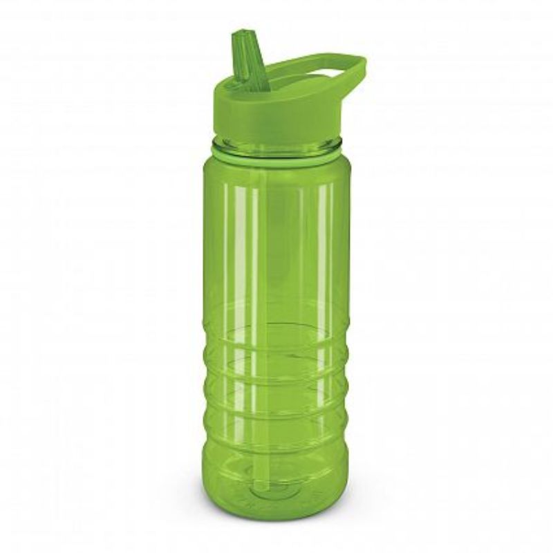 Triton Elite Bottles in bright green, set of 12, BPA-free, with screw-on lids, flip valve, and carry handles for easy hydration.