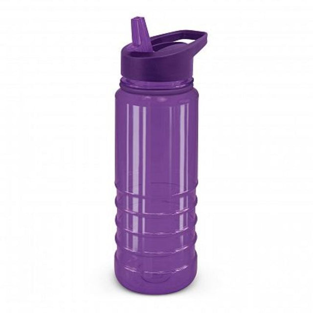 Set of 12 vibrant purple Triton Elite bottles, 750ml, with secure lid, carry handle, and straw for convenient hydration.