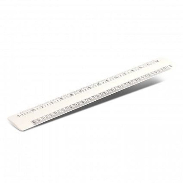 Set of 30 white 30cm scale rulers featuring 8 measurements, ideal for precise drawings in architecture and design.