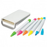 Vivo Highlighter Set of 12 in white and grey, featuring vibrant colors and a stylish case with a handy desk stand.