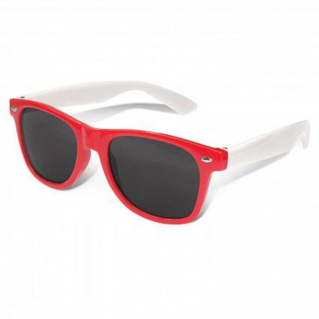 Malibu Premium Sunglasses in red and white, UV400 protection, set of 30, stylish and comfortable for summer wear.