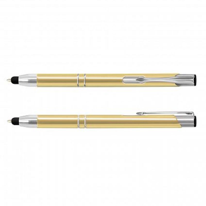 Gold Panama stylus pen set of 50, featuring retractable design, touch screen tip, and luxurious chrome accents.