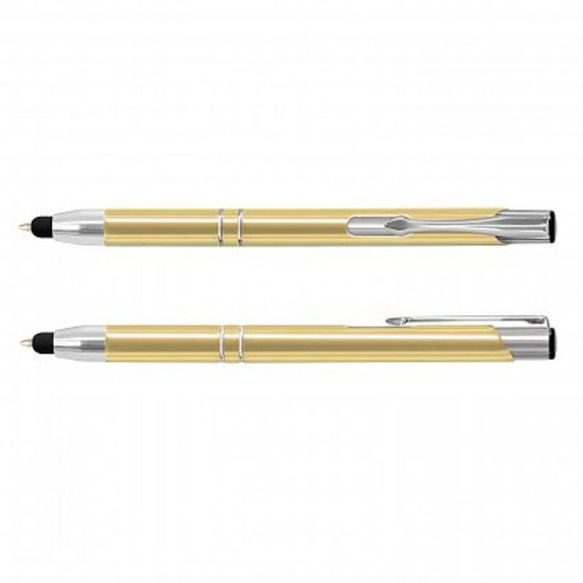 Gold Panama stylus pen set of 50, featuring retractable design, touch screen tip, and luxurious chrome accents.