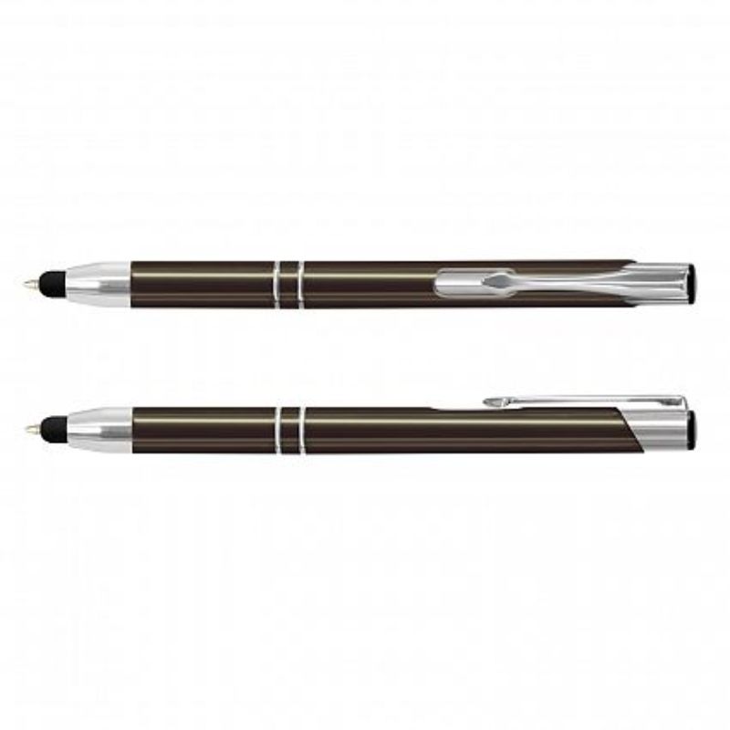 A sleek set of 50 gunmetal stylus pens with chrome accents, perfect for writing and touchscreen navigation.