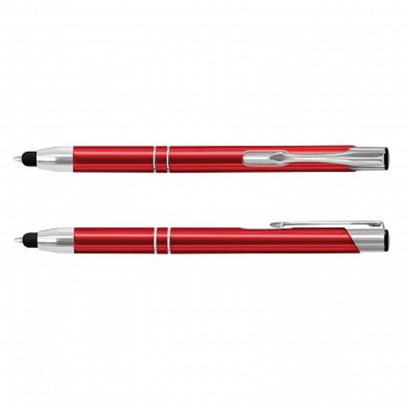 Set of 50 red Panama stylus pens featuring retractable design, touch screen compatibility, and chrome accents.