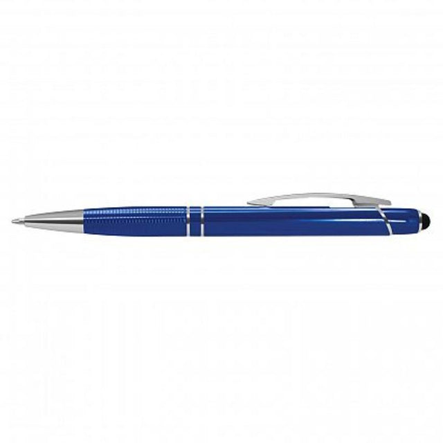 Set of 50 dark blue Dream Stylus Pens featuring retractable aluminum design, stylus tip, and 800 meters of smooth black ink.