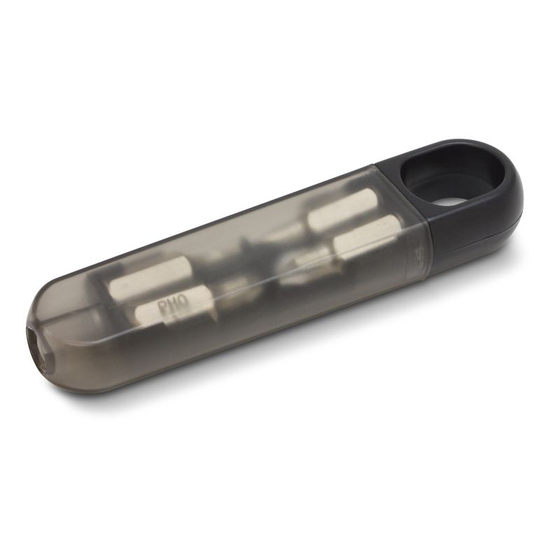 Mini screwdriver set in translucent black, includes 50 compact tools with multiple heads for versatile repair tasks.