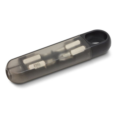 Mini screwdriver set in translucent black, includes 50 compact tools with multiple heads for versatile repair tasks.