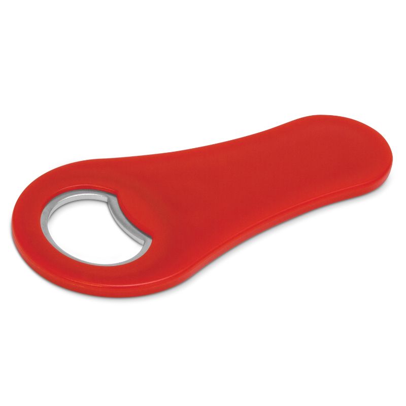 Set of 50 red magnetic bottle openers, compact and stylish for easy access on fridges or metal surfaces.