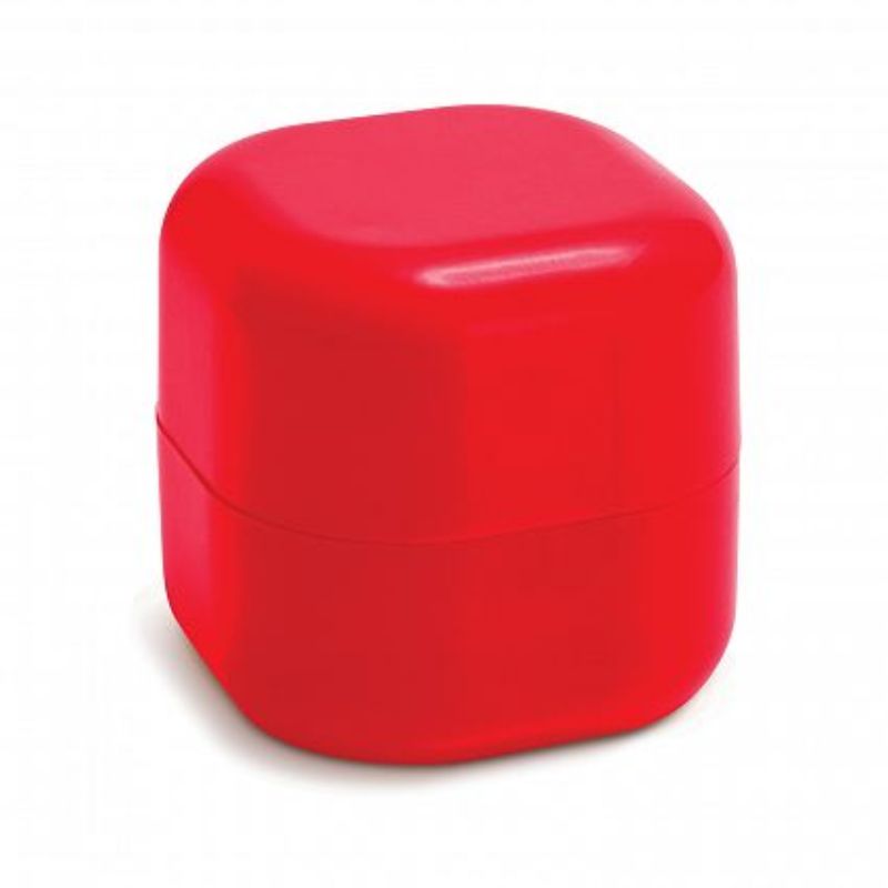 Set of 50 vibrant red lip balm balls in stylish square packaging, designed for hydration and fashion on-the-go.