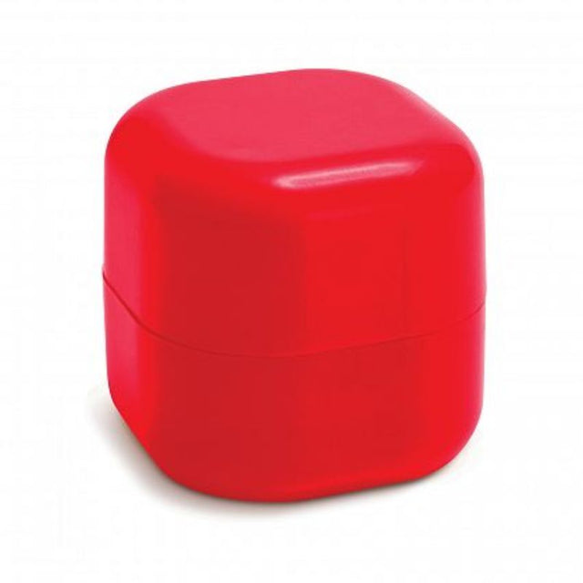 Set of 50 vibrant red lip balm balls in stylish square packaging, designed for hydration and fashion on-the-go.