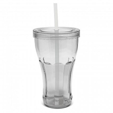 Set of 12 clear BPA-free Carnival Tumblers, 470ml, perfect for summer drinks with secure lids and straws.