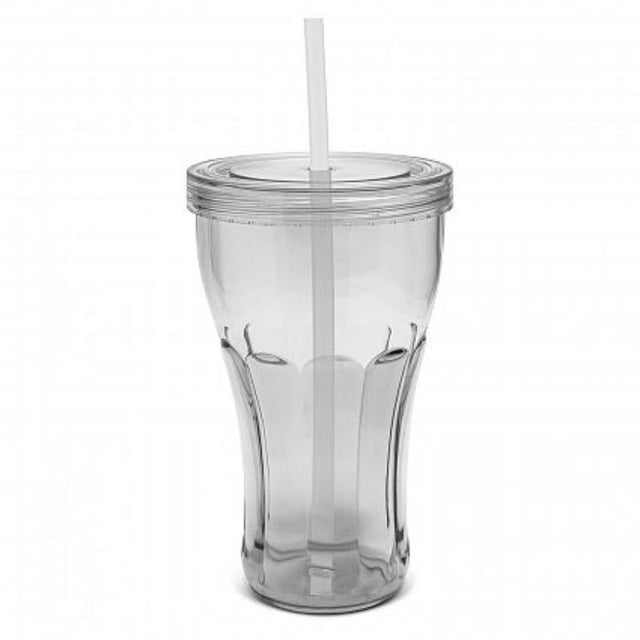 Set of 12 clear BPA-free Carnival Tumblers, 470ml, perfect for summer drinks with secure lids and straws.